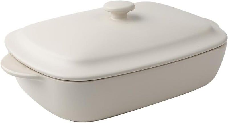TUSIMI Ceramic Casserole Dish with Lid,33oz Covered Rectangular Baking Dish with Lid,Deep Casserole Cookware Bakeware,Oven Safe and Dishwash Safe - Image 1
